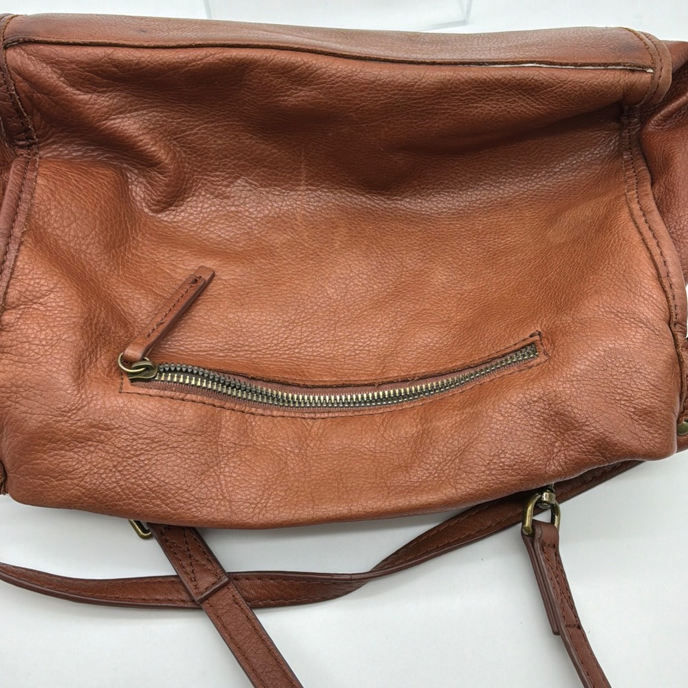 AMERICAN LEATHER CO Brown Genuine Leather Handbag Lenox Triple Entry Satchel - Picture 9 of 12